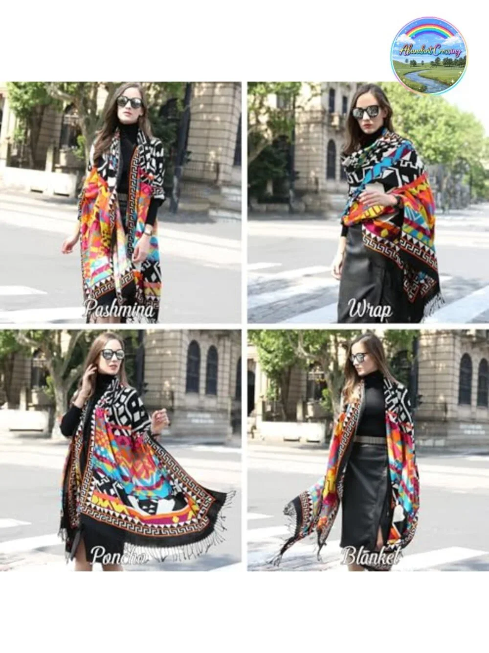 100% Merino Wool Oversized Pashmina Shawl Wrap with Handmade Tassels,